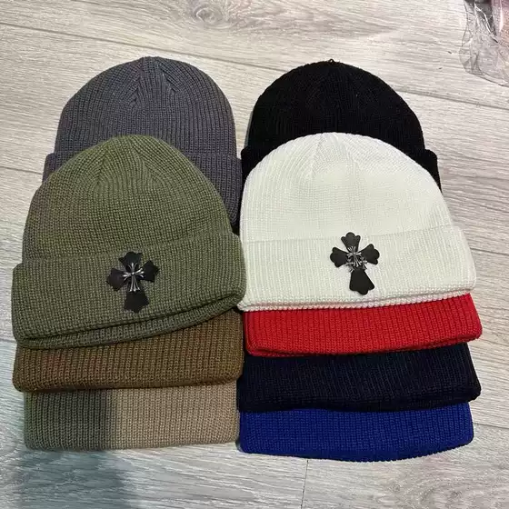 Autumn and winter trendy retro cross knitted hat for children, keeping warm and slimming with great elasticity, couple knitted hat, internet famous
