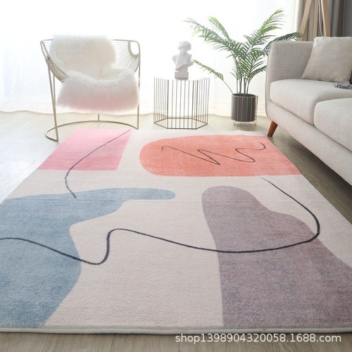 Scandinavian light luxury faux cashmere carpet living room coffee table runner sofa carpet Instagram style room decor bedroom plush rug