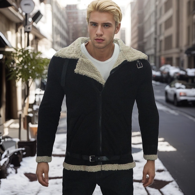 2024 neue Integrierte männer Mit Verdickt Fell Und Wildleder Jacke Explosive_voghion.com