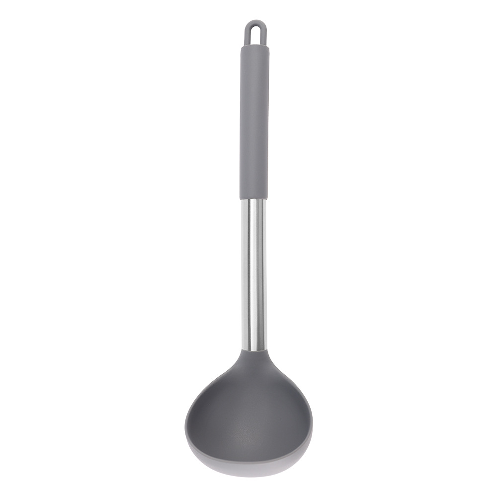 Cuchara para Sopa de Silicona 430 con Mango de Acero Inoxidable, Antiadherente, para Cocina