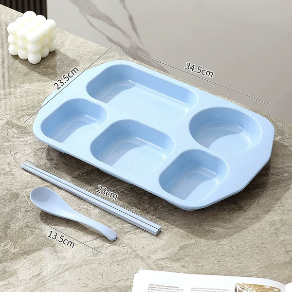 Divided plate + chopsticks + spoon [Nordic Blue]