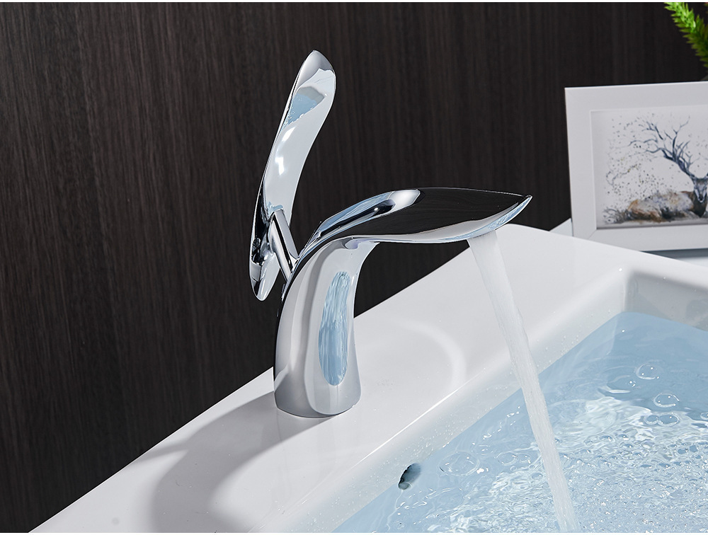 Cross-border countertop basin, tall, cold and hot water faucet, Nordic-style black kitchen and bathroom sink, white copper faucet undefined