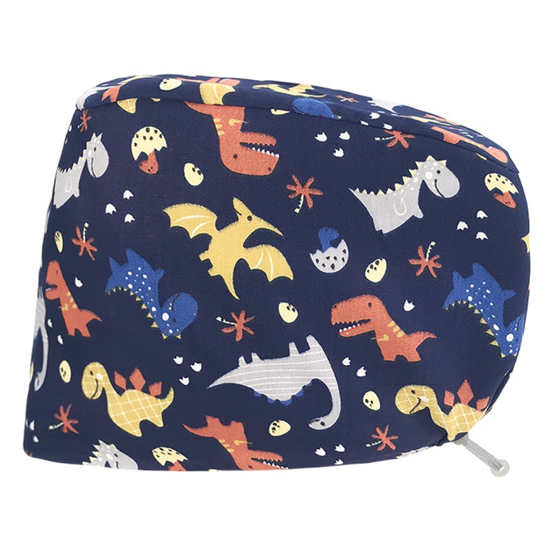 Gorro quirúrgico gorro esmerilado con botón gorro de enfermera neutral a prueba de sudor Algodón puro impreso encaje-up quirófano tapa de trabajo comercio exterior