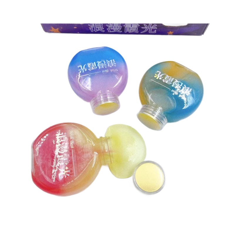 Juguetes para niños botellas redondas duplicadas falsas acuarelas espumantes de barro espumante de color brillante de alto valor de la cara descomprimida hecha a mano DIY lote de goma espumante
