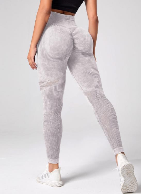 Lavado de arena transfronterizo pantalones de yoga sin costuras cintura alta melocotón pantalones de fitness de levantamiento de cadera Pantalones deportivos ajustados esmerilados lavados para mujer