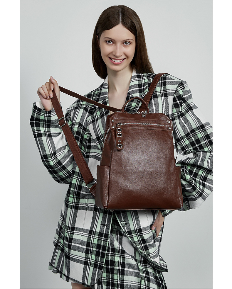 Genuine Leather Women's Backpack Designer Large Capacity Bag_voghion.com