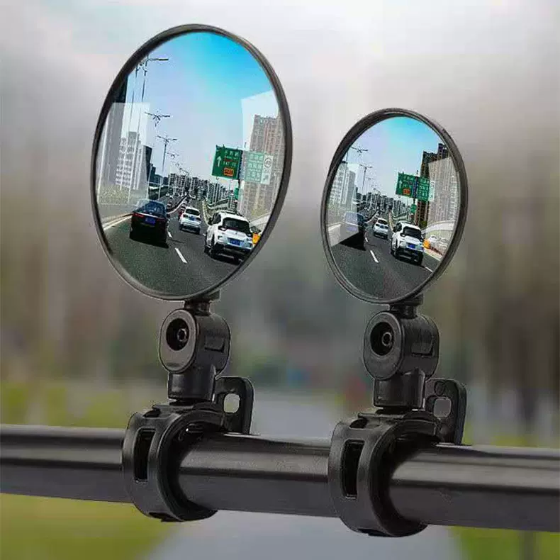 自行车配件广角凸面镜山地自行车配件单车大圆反光镜硅胶柄后视镜