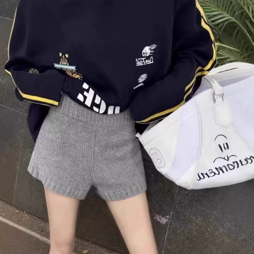 2025秋季新款欧美风新款辣妹秋冬针织打底短裤低腰显瘦瑜伽休闲裤