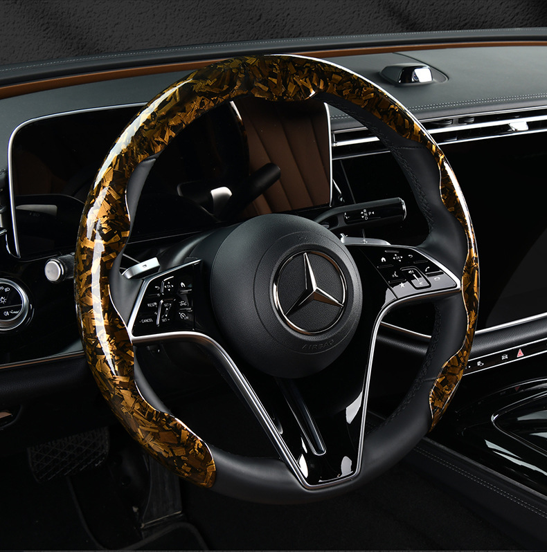 2025 new 5D headband forged carbon maple pattern card type car steering wheel cover factory direct sales of a generation of hair