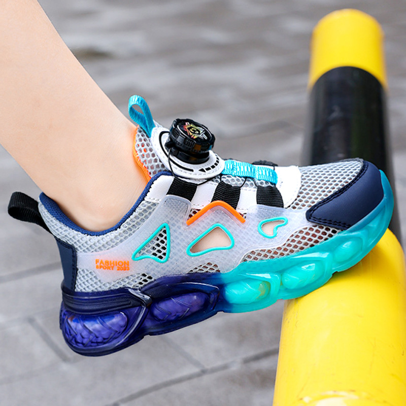 Jinjiang sandalias para niños, verano 2025, nuevos zapatos deportivos de malla para niños, zapatos transpirables de malla para niños grandes