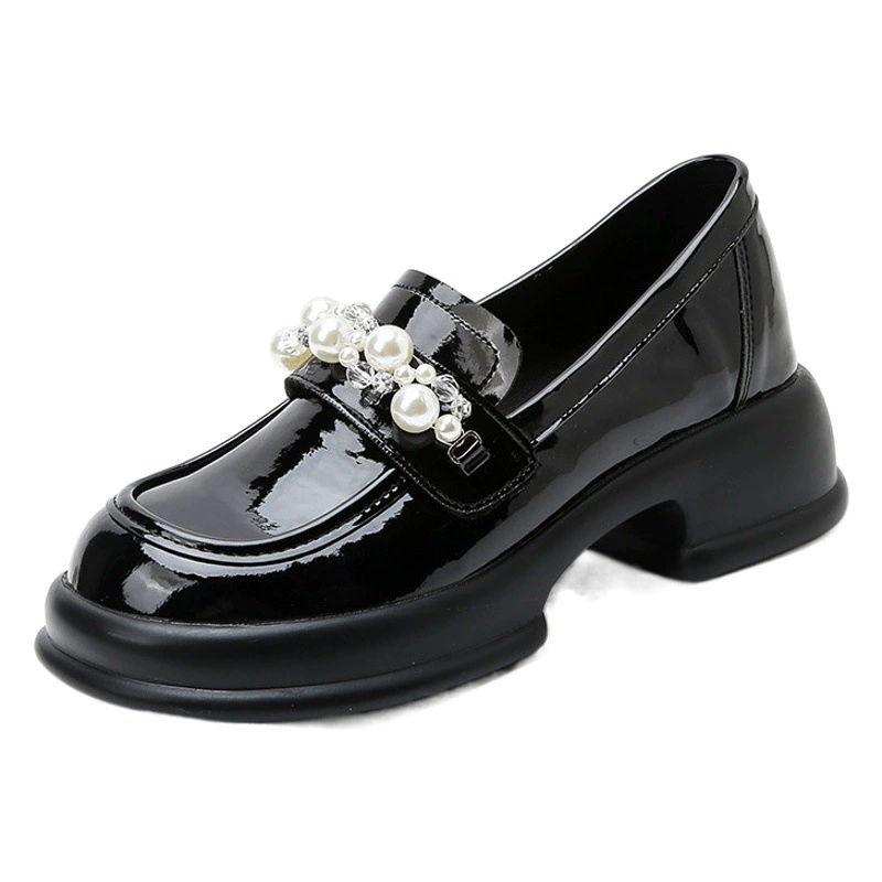 Кожаные лоферы с подъемной внутренней высотой, женская обувь на одну обувь в стиле ретро с 4 пряжками, британская маленькая толстая подошва, Маленькая кожаная обувь 3233, обувь маленького размера