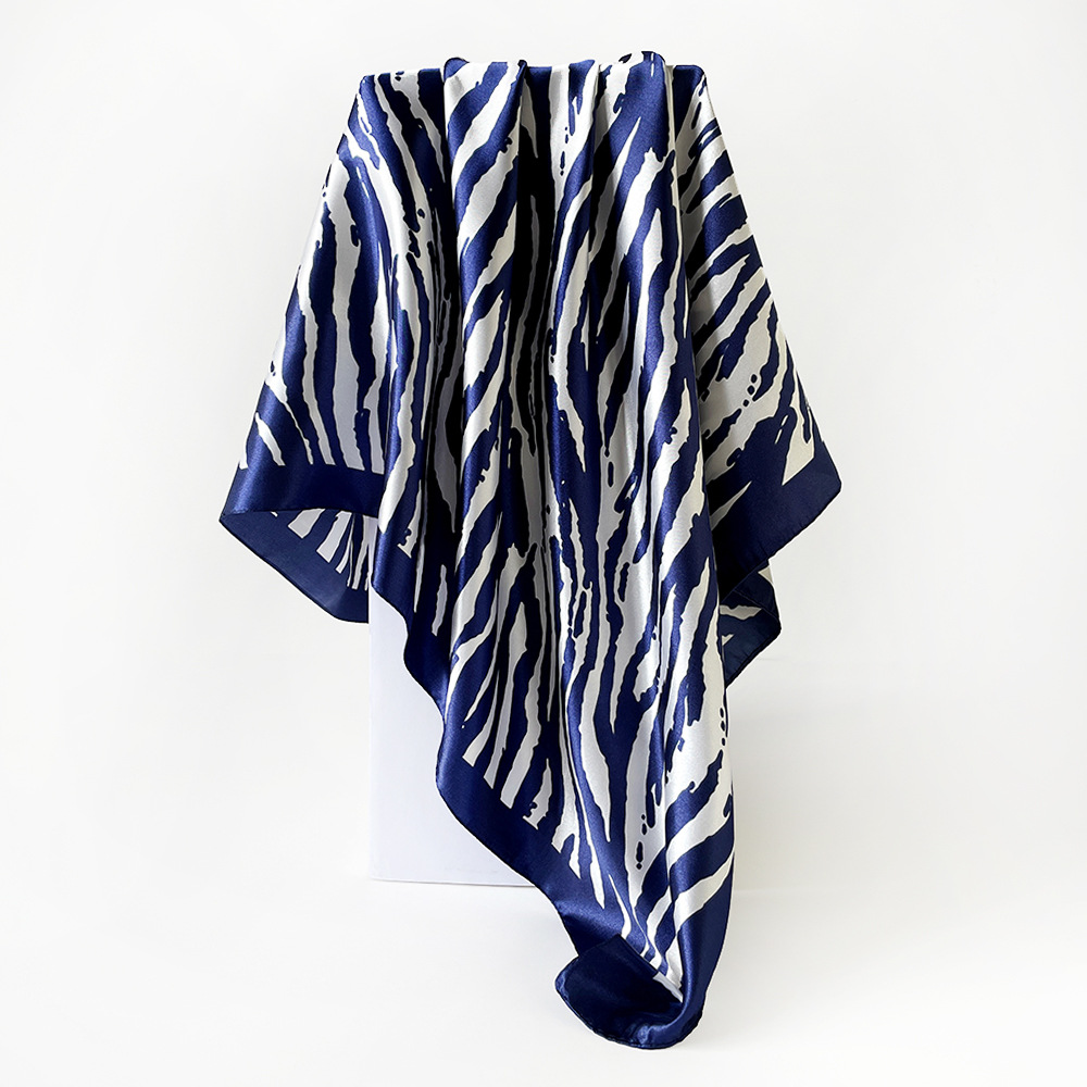 Lenço quadrado de seda estampado zebra echarpe feminina_voghion.com