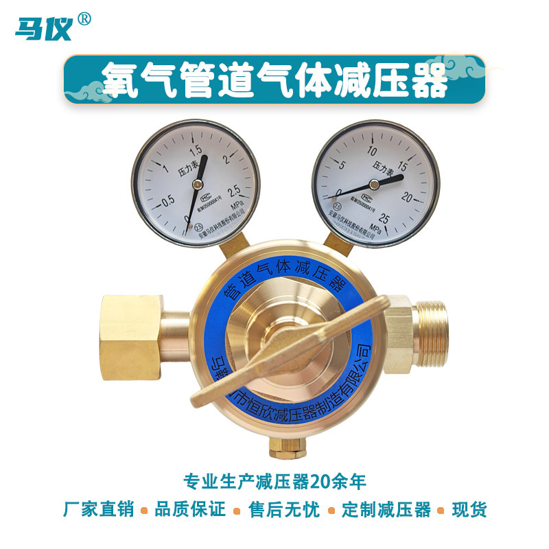 工厂供应现货全铜双表管路气体减压器高压大流量氧气管道减压阀