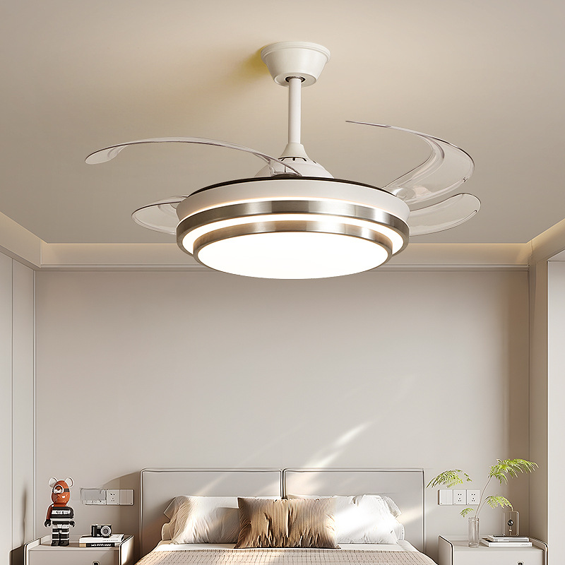 Moderno simple 2025 nueva lámpara de ventilador invisible gran viento silencioso lámpara de dormitorio ventilador en una lámpara de ventilador de techo moderno