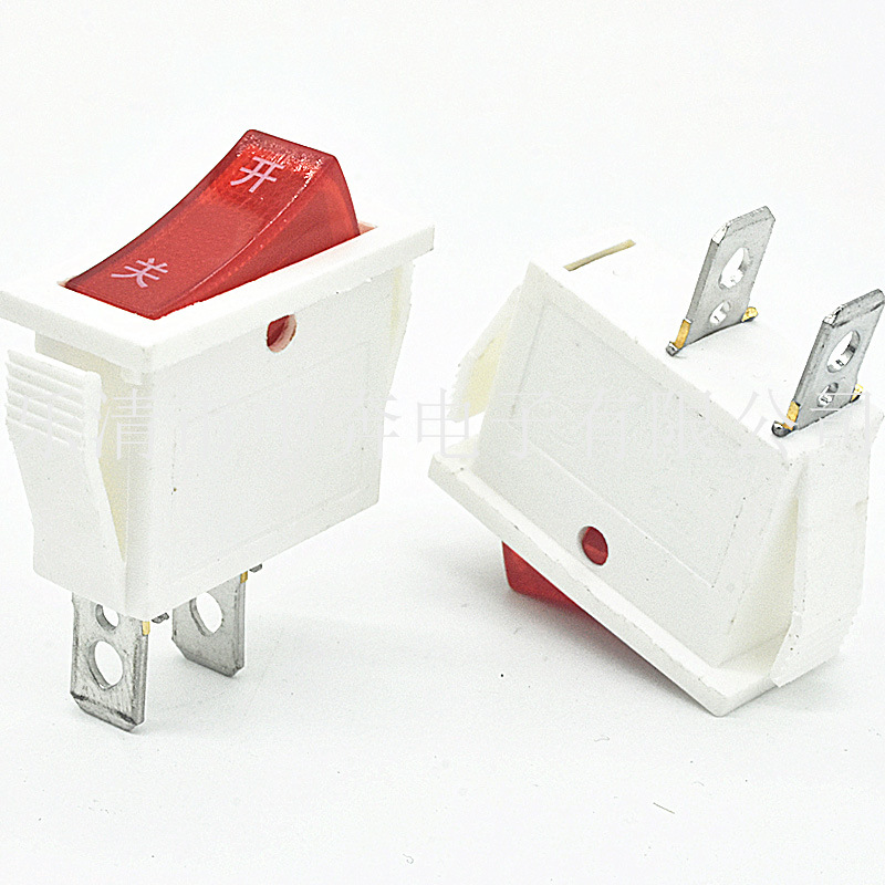 印 开 关 饮水机开关 KCD3 2脚2档 透明红盖 翘板开关 白色底座