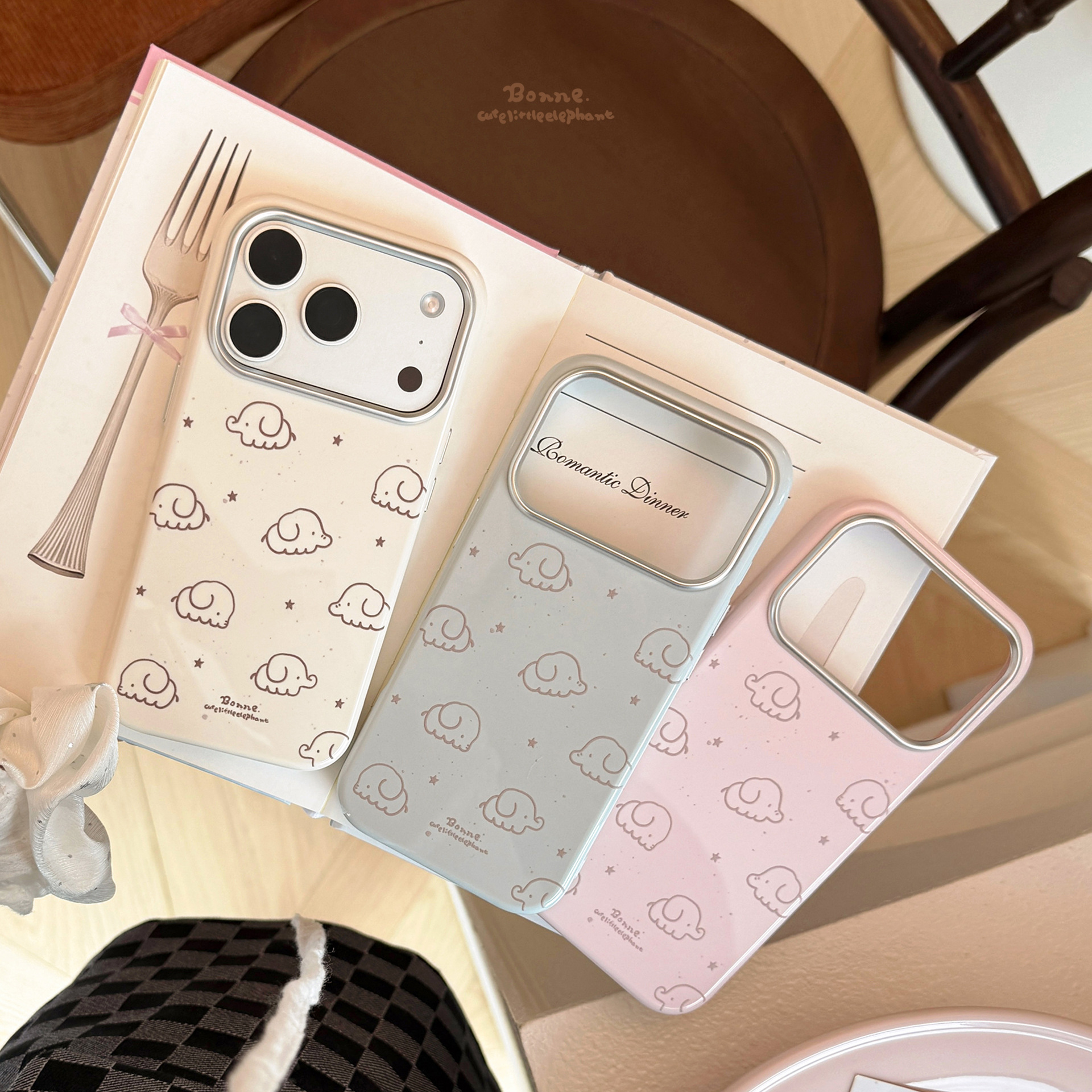 线条小象适用苹果18pro手机壳iphone16情侣小众可爱14防摔15/17软