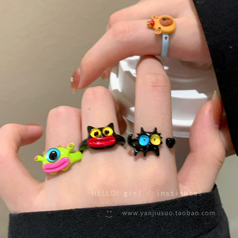 Cute cartoon one size ring, funny brand monster, jewelry for elementary school students