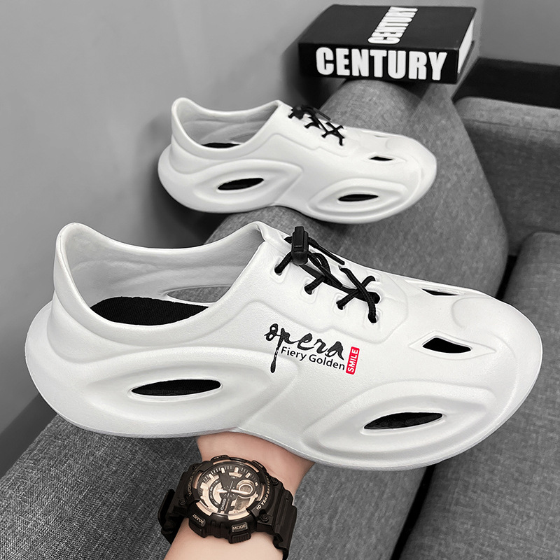 Zapatos con agujeros para hombres, ropa exterior, verano, antideslizante, desodorante, suela suave, pesca al aire libre ligera, vadeo, sandalias y zapatillas deportivas todo incluido