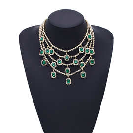 欧美饰品水钻嘻哈项链多层水钻颈链吊坠复古夸张项饰高级感