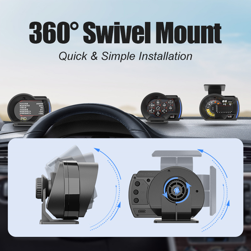 Transfronterizos spot montado en vehículo HUD Head-up display P6 HD obd LCD medidor de pendiente medidor de detección de automóviles