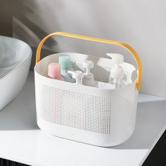 日本式のプラスチックの入浴かごの洗面用品はかごの浴室の手持ちの入浴かごの大きいサイズの透かし彫りの入浴かごを収納します。