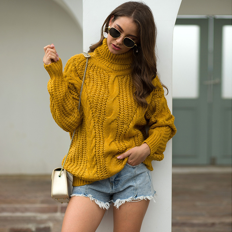 Suéter de punto estilo universitario para mujer, otoño-invierno 2026, el suéter de cuello alto de punto grueso más vendido en Amazon para mujer.