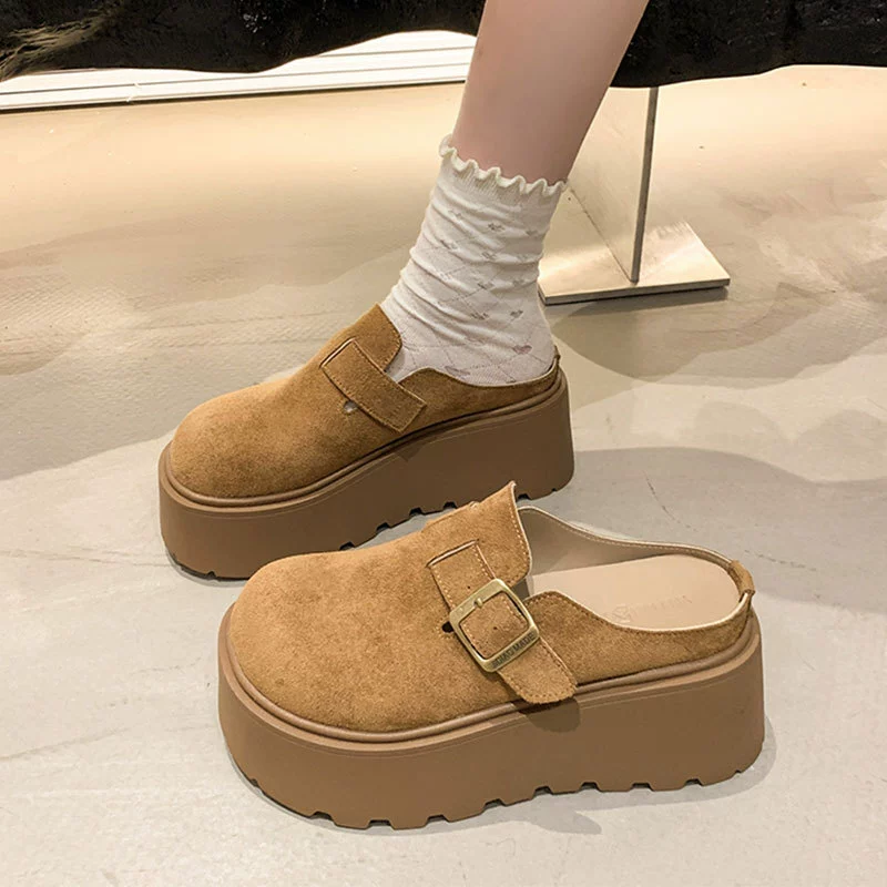 Женские сабо в стиле Birken на платформе, поролоновая «соты» подошва, эффект замши, весна‑осень