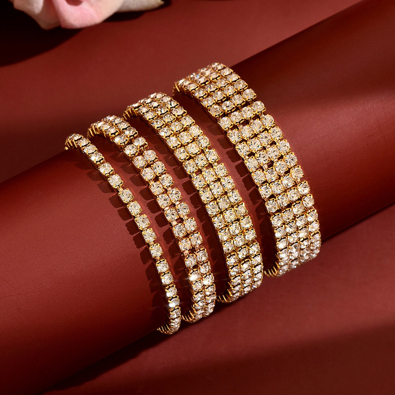 Cross-Border New Style Tennis Chain Elastic Bracelet, Fashionable, Simple, Versatile, Eco-Friendly Rhinestone Couple Bracelet, Wholesale in Stock