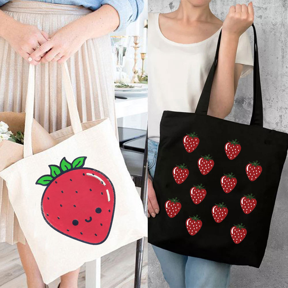 Strawberry adorable dulce impresión de fresas bolsa de lona bolsas de hombro bolsas de moda estudiantes bolsas de compras