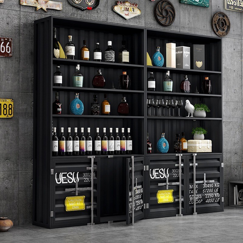 工業風床置き酒棚バーレトロ物置棚レストランフロントタバコ酒展示棚多層飲料展示棚|undefined