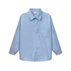 Boys' Blue Shirt Long Sleeve Children's Shirt Tie Elementary School Uniform Commute Versatile Girls' Clothes Blue