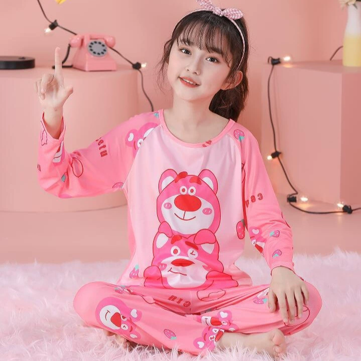 Детский пижамный комплект, теплые брюки с длинными рукавами, одежда для мальчиков и девочек, домашняя одежда с 3D-мультфильмами для учащихся начальной школы для детей всех размеров.