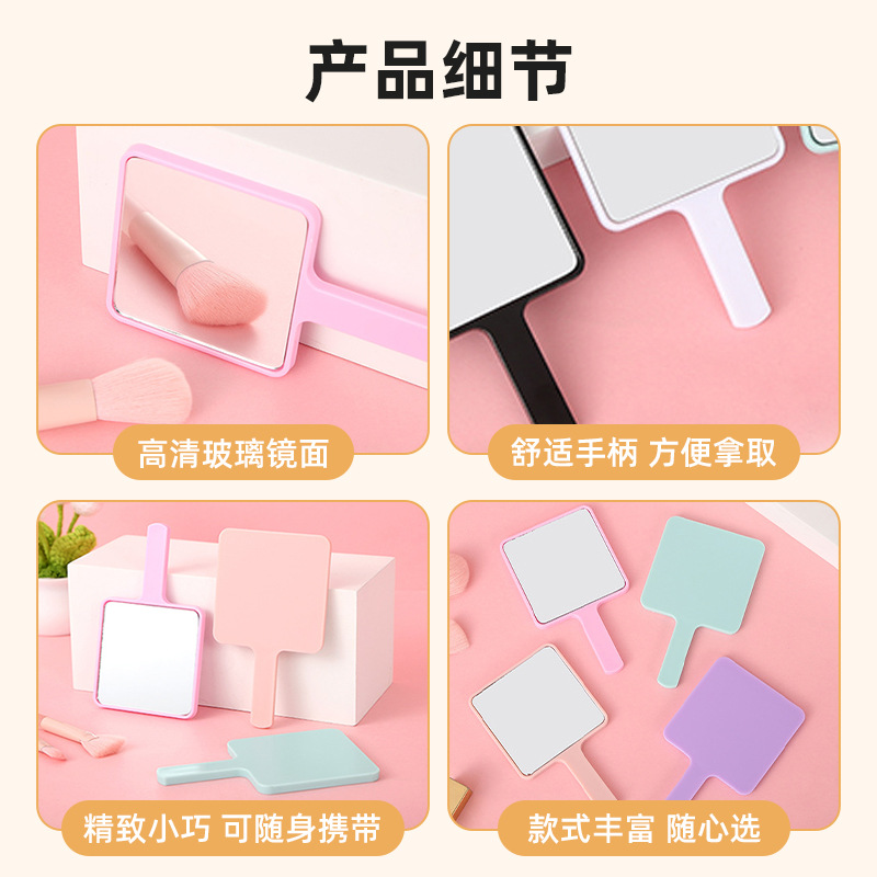 Espejo acrílico personalizable para regalo, espejo pequeño cuadrado de mano para maquillaje, espejo portátil de escritorio para mujer, espejo de tocador de alta definición image 5