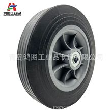 10*2橡胶实心轮胎免充气设备发电机空压机轮子高载重型10寸胶粉轮