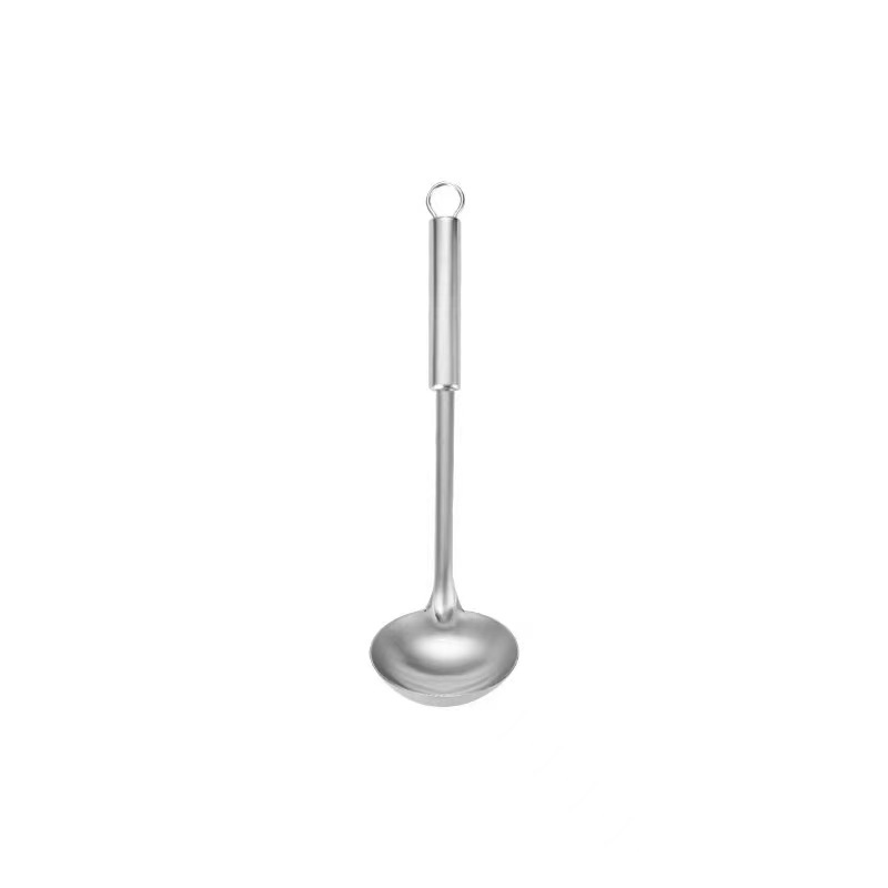 Juego de utensilios de cocina de acero inoxidable con espátula, pala de cocina, cuchara, colador, cuchara, cuchara, pala de freír de tubo redondo, lote de 6 piezas