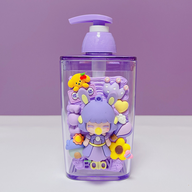 Tipo de prensa de dibujos animados creativa botella vacía de lujo ligero lindo de gran capacidad sub-botella gel de ducha desinfectante de manos champú de lavandería