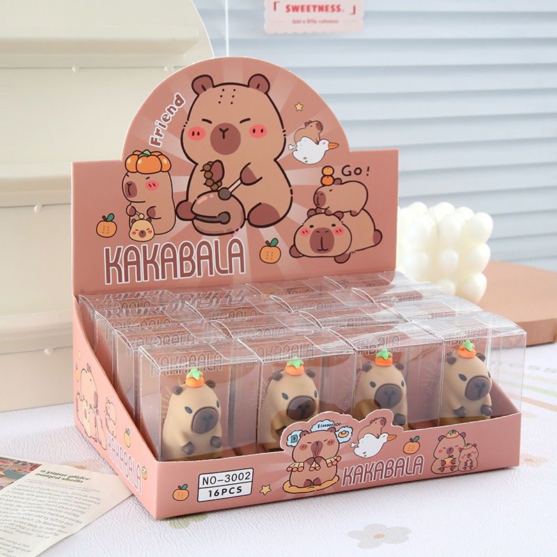 Capibala lápiz afilador de lápiz dibujos animados feliz Dolphin lápiz afilador de lápiz caja papelería artículos de estudio pequeños regalos