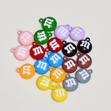 合金彩色烤漆双面滴油立体m豆小挂件 diy 耳环手链钥匙扣配件批发