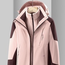 水貂绒冲锋衣女新款三合一两件套防水防风滑雪钓鱼服西藏登山服男