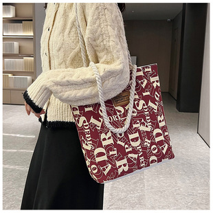 Large Bag Women's 2024 New Canvas Bag Elegant All-match Fairy Shoulder Bag Handbag Large Capacity Student Book Bag