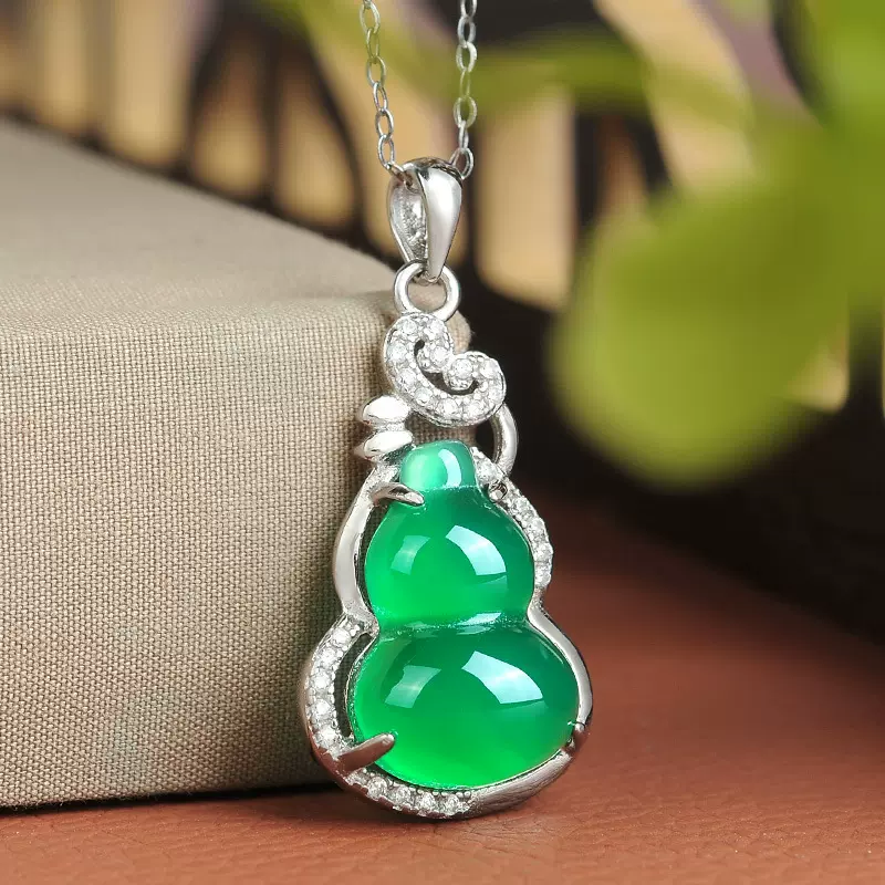 S925纯银吊坠 天然玉髓玛瑙吊坠 纯银项链 欧美韩版饰品厂家批发