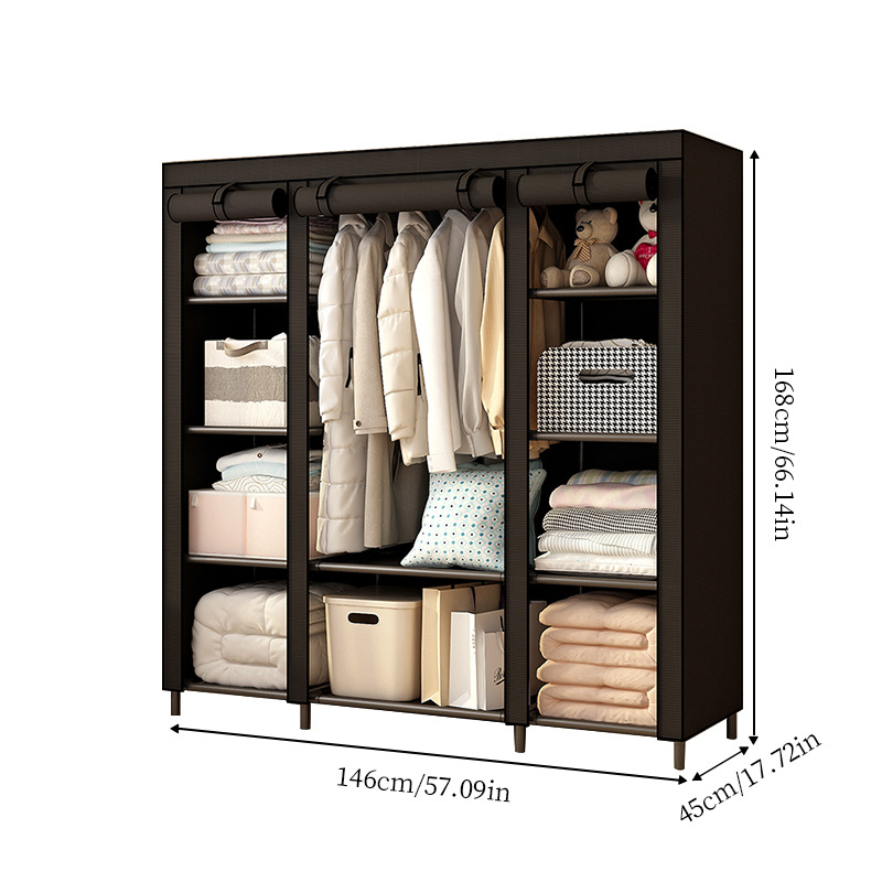 Amazon Dormitorio transfronterizo Armario de tela para el hogar Armario individual Tubo de acero económico de montaje simple para alquilar