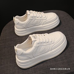 杨幂同款真皮小白鞋女款2025新款秋季百搭厚底增高软底不累脚板鞋