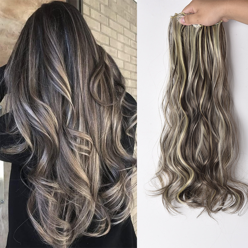 Extensión de Cabello Rizado con Clips BB Set de 7 de Fibra Térmica, Invisible, para Mujeres