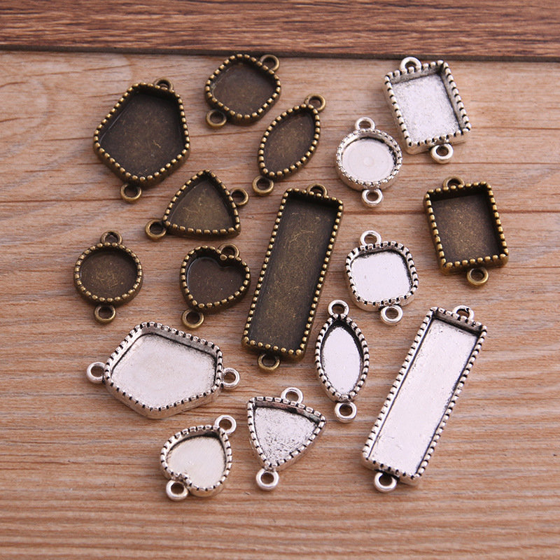 2 Color DIY Alloy Jewelry Accessories Time Gem Base Irregular Geometric Figure Base Pendant Connector