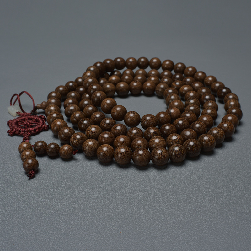 Vòng tay 108 hạt gỗ đàn hương vàng chất liệu cũ dành cho nam và nữ, phong cách cổ điển dân tộc, hạt Mân Côi phong cách Trung Quốc mới và vòng tay đồ chơi