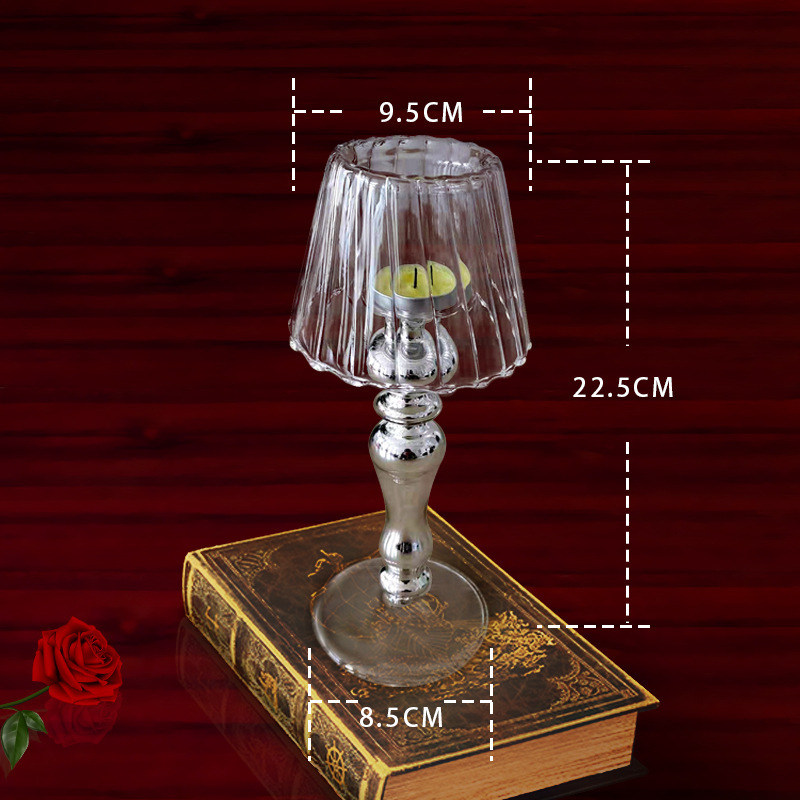Simple de cristal plateado candelabro hogar vintage Cafe bar decoración del hogar lámpara de mesa candelabro de vidrio