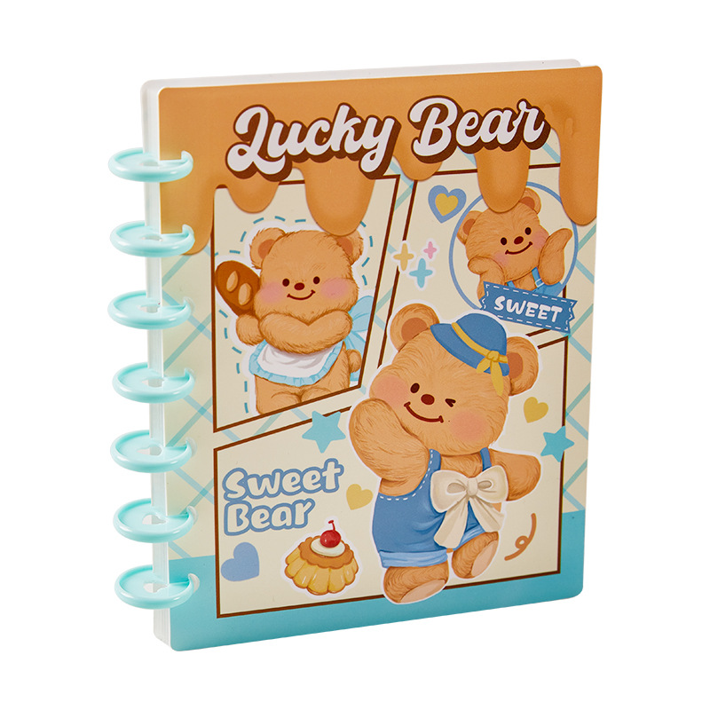 Nuevo libro de tarjetas de botón de hongos de cuatro cuartos de oso de gran capacidad de gran valor de la cara de la tarjeta de almacenamiento de la pequeña tarjeta de frijoles