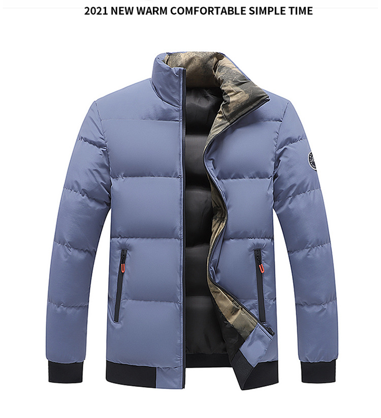 Men's Winter Padded Jacket With Stand Collar Slim Fit Quilted Coat_voghion.com