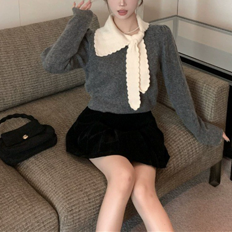 Свитер, дизайн пояс, длинный рукав, французский стиль, стиль Chanel, oversize, свободный силуэт